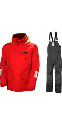 2026 Helly Hansen Mens Pier 4.0 Jacket & Pier 4.0 Bib Sailing Suit HHMPJAPBBAR - Alert Red / Ebony